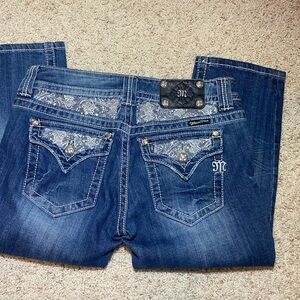 Miss Me Dark Blue Jeans with Silver Accents